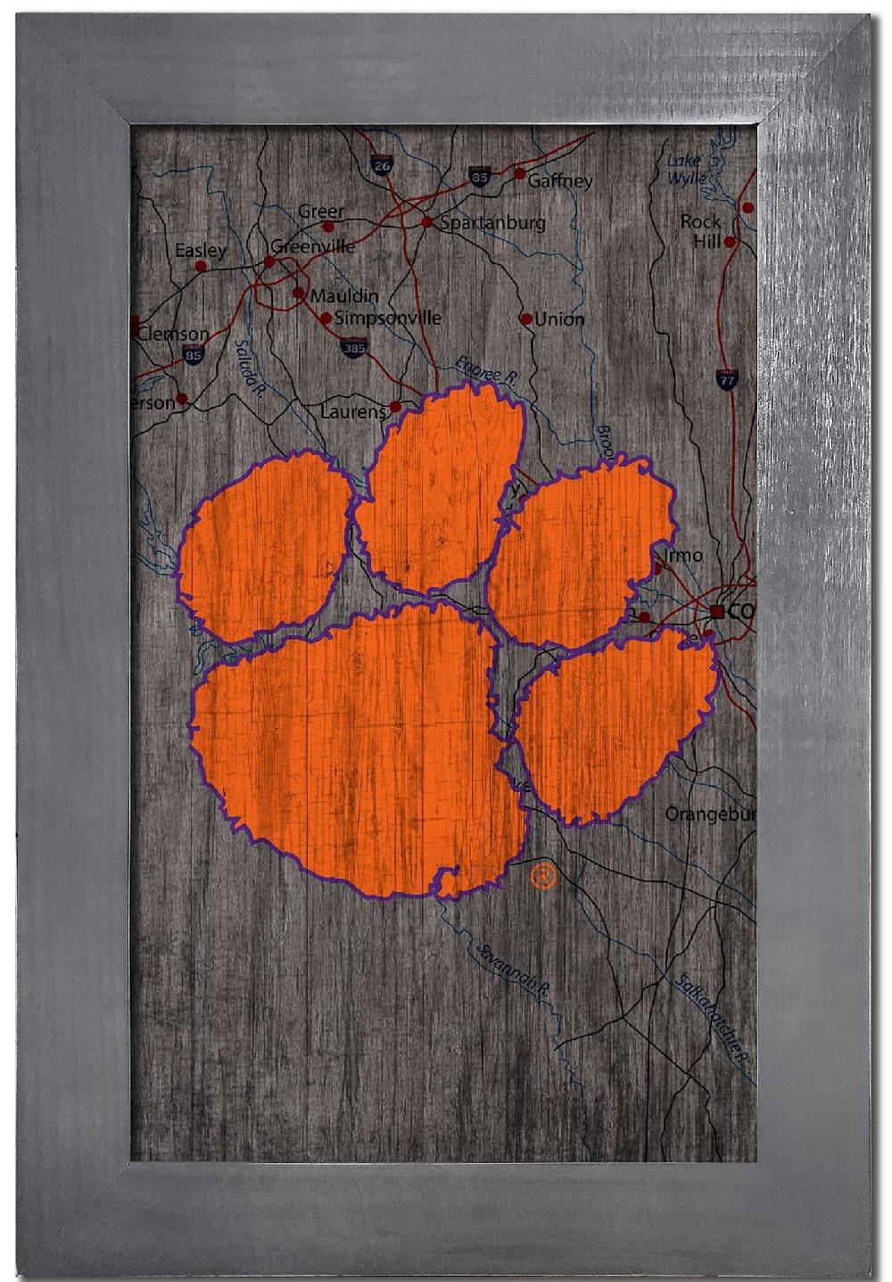 fan creations Clemson City Map 11x19 Framed