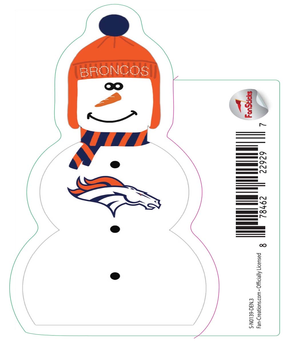 fan creations Denver Broncos 3in Decal Snowman