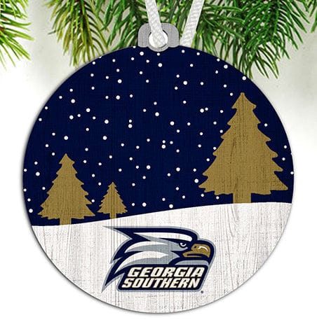 fan creations Georgia Southern Snow Scene Ornament