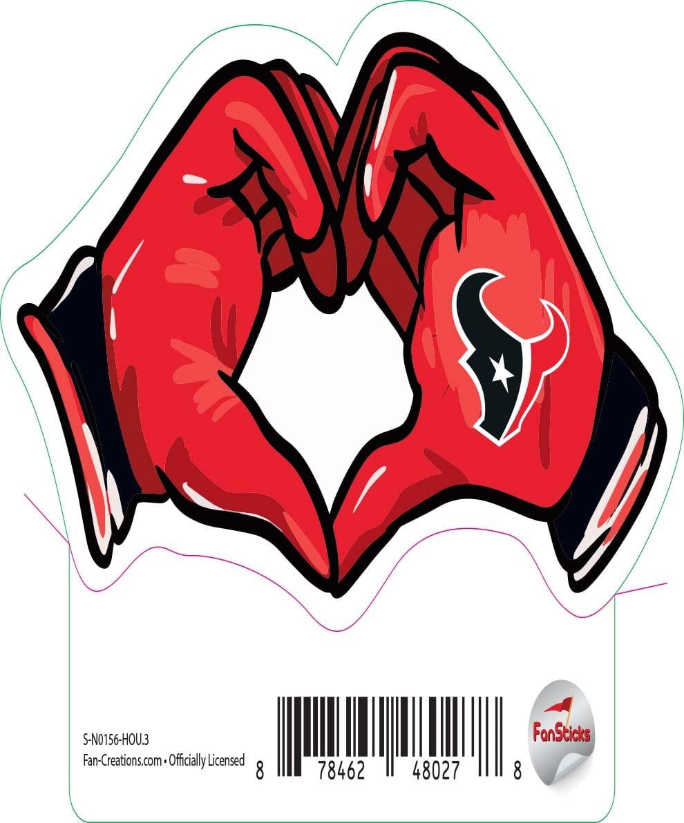 fan creations Houston Texans 3in Decal Heart Hands