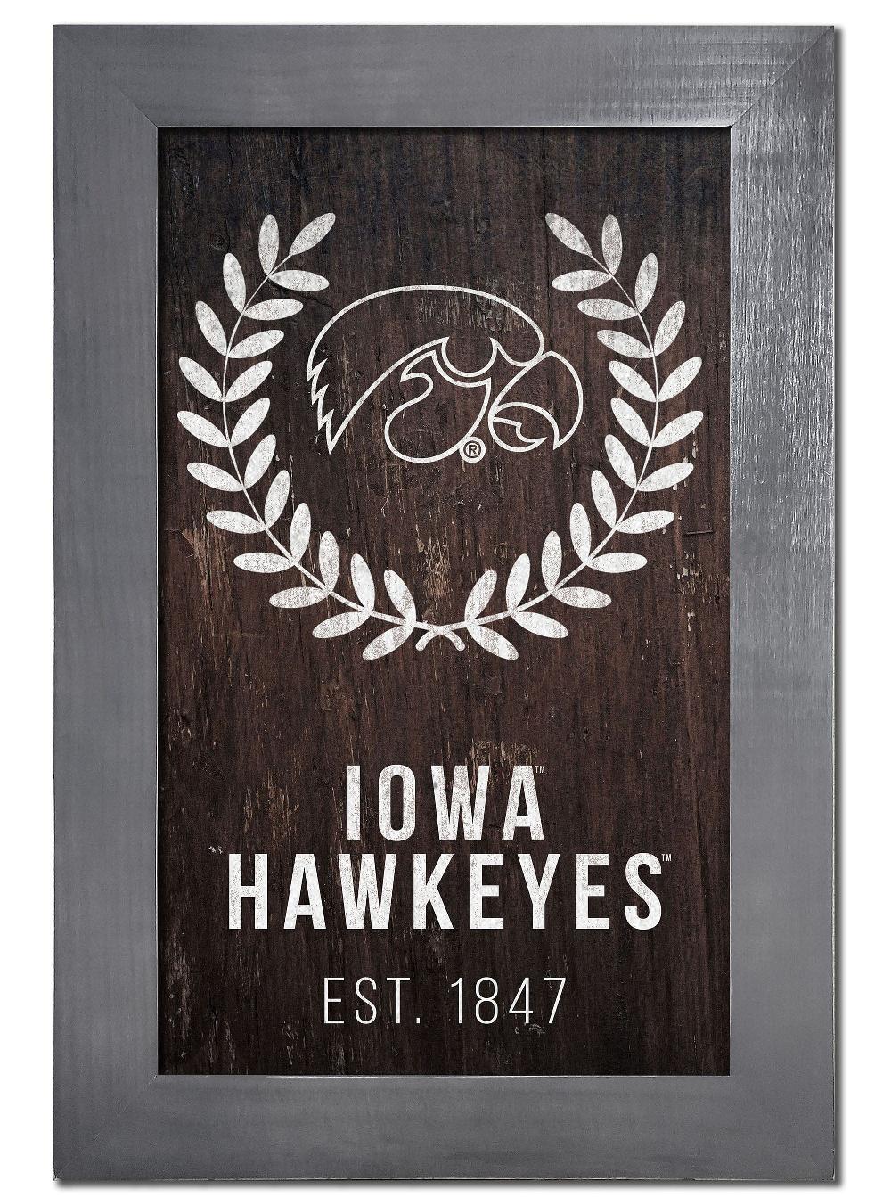 fan creations Iowa Laurel Wreath 11x19 Framed