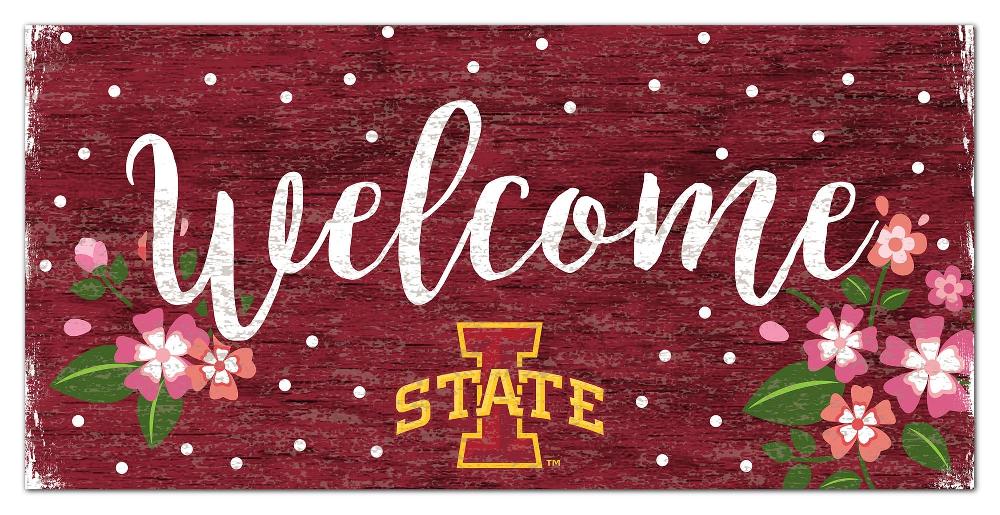 fan creations Iowa State Welcome Floral 6x12 Sign