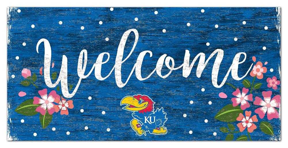 fan creations Kansas Welcome Floral 6x12 Sign
