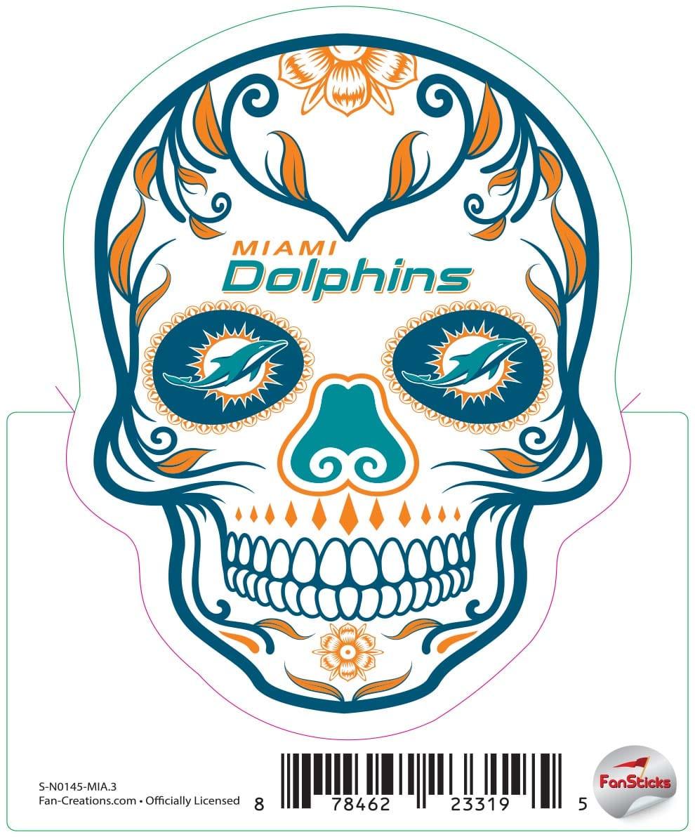 Fan Creations Miami Dolphins 3in Decal Sugar Skull