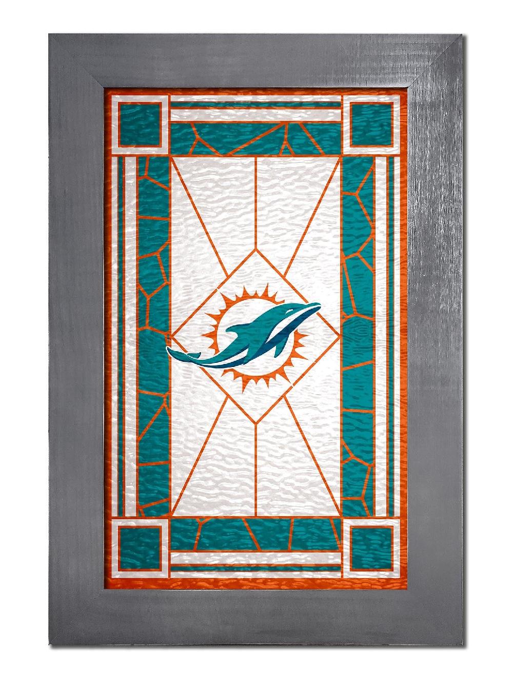 Fan Creations Miami Dolphins Stained Glass 11x19