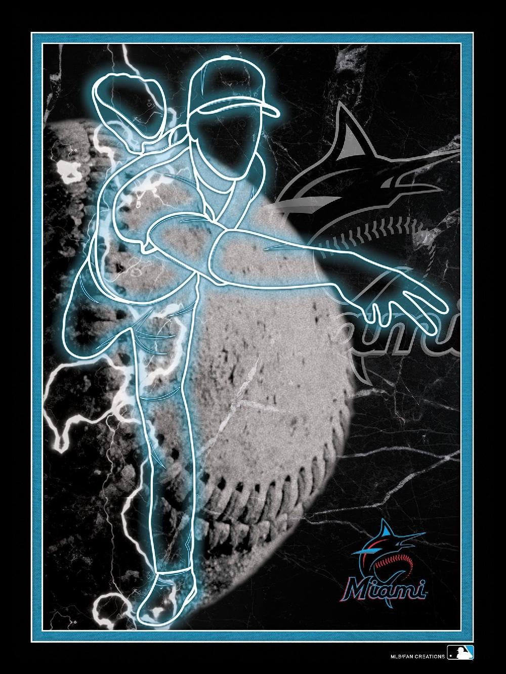 fan creations Miami Marlins Neon Player 12x16