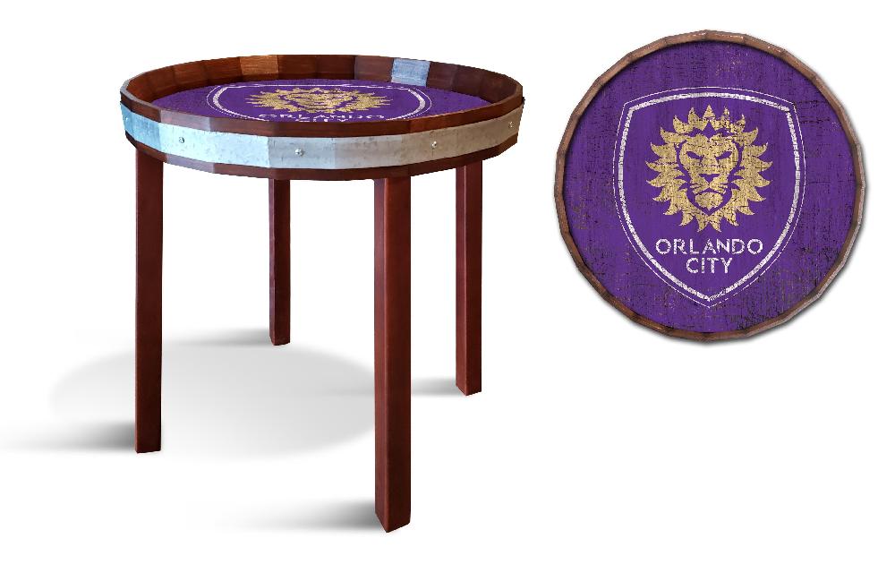 fan creations Orlando City Barrel Top Side Table