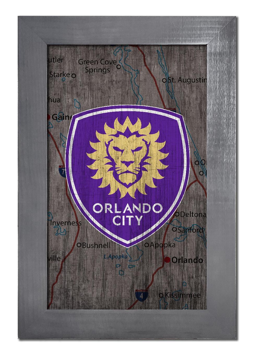 fan creations Orlando City City Map 11x19 Framed