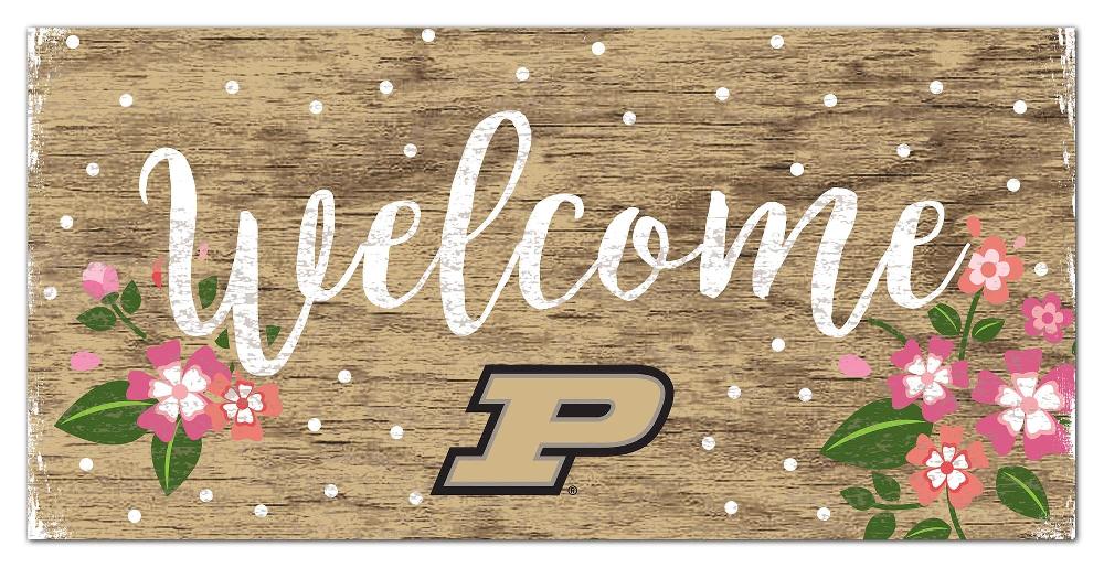 fan creations Purdue Welcome Floral 6x12 Sign