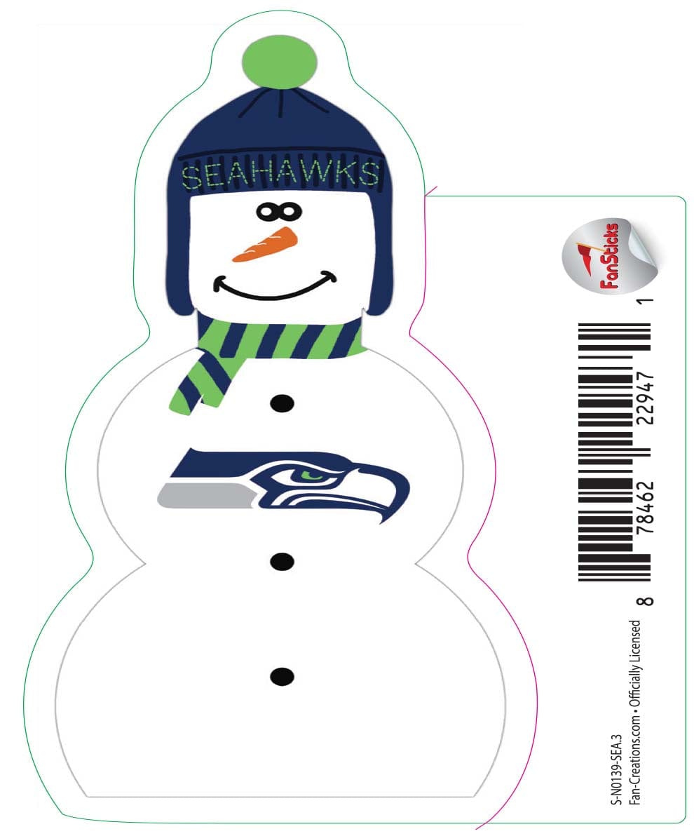 fan creations Seattle Seahawks 3in Decal - Snowman