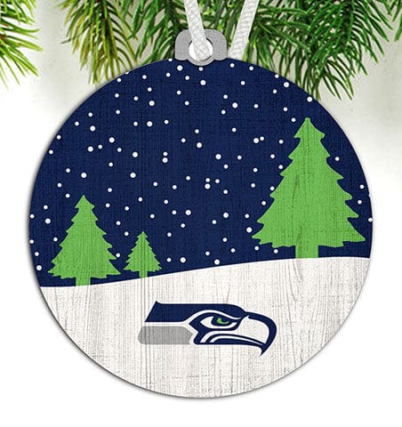 fan creations Seattle Seahawks Snow Scene Ornament