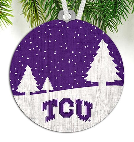 fan creations TCU Snow Scene Ornament