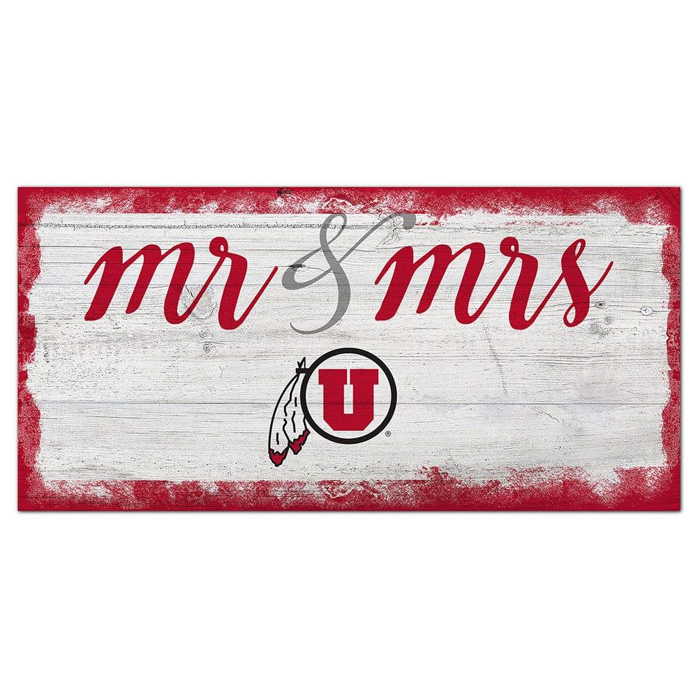 fan creations Utah Script Mr & Mrs 6x12 Sign