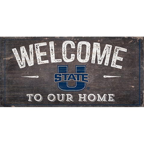 fan creations Utah State Welcome Distressed 6 x 12