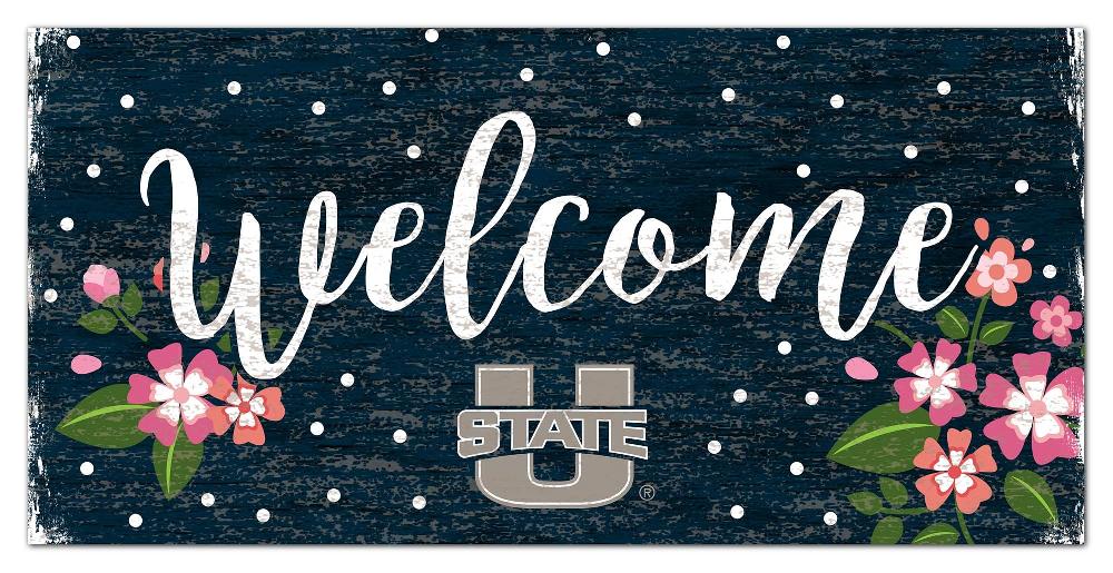 fan creations Utah State Welcome Floral 6x12 Sign