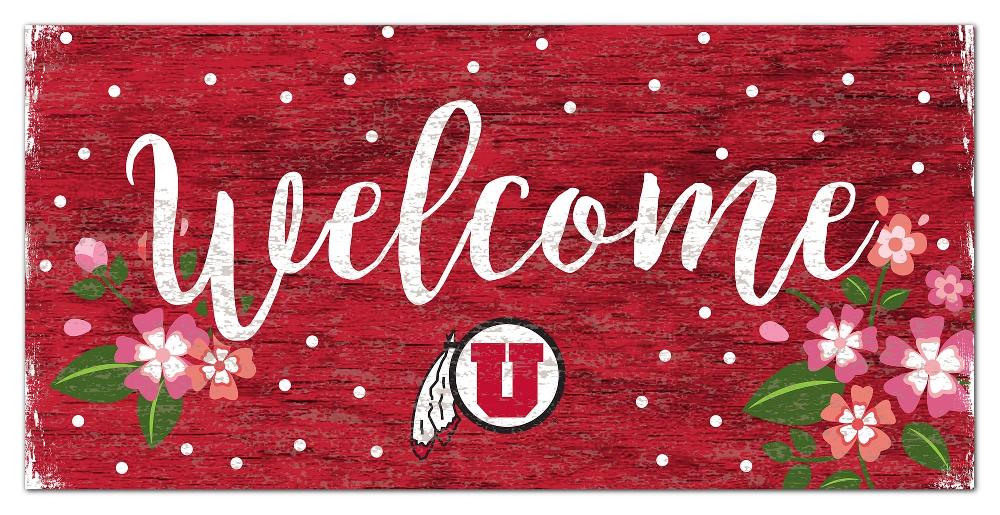fan creations Utah Welcome Floral 6x12 Sign