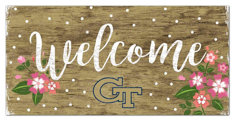fan creations Georgia Tech Welcome Floral 6x12 Sign