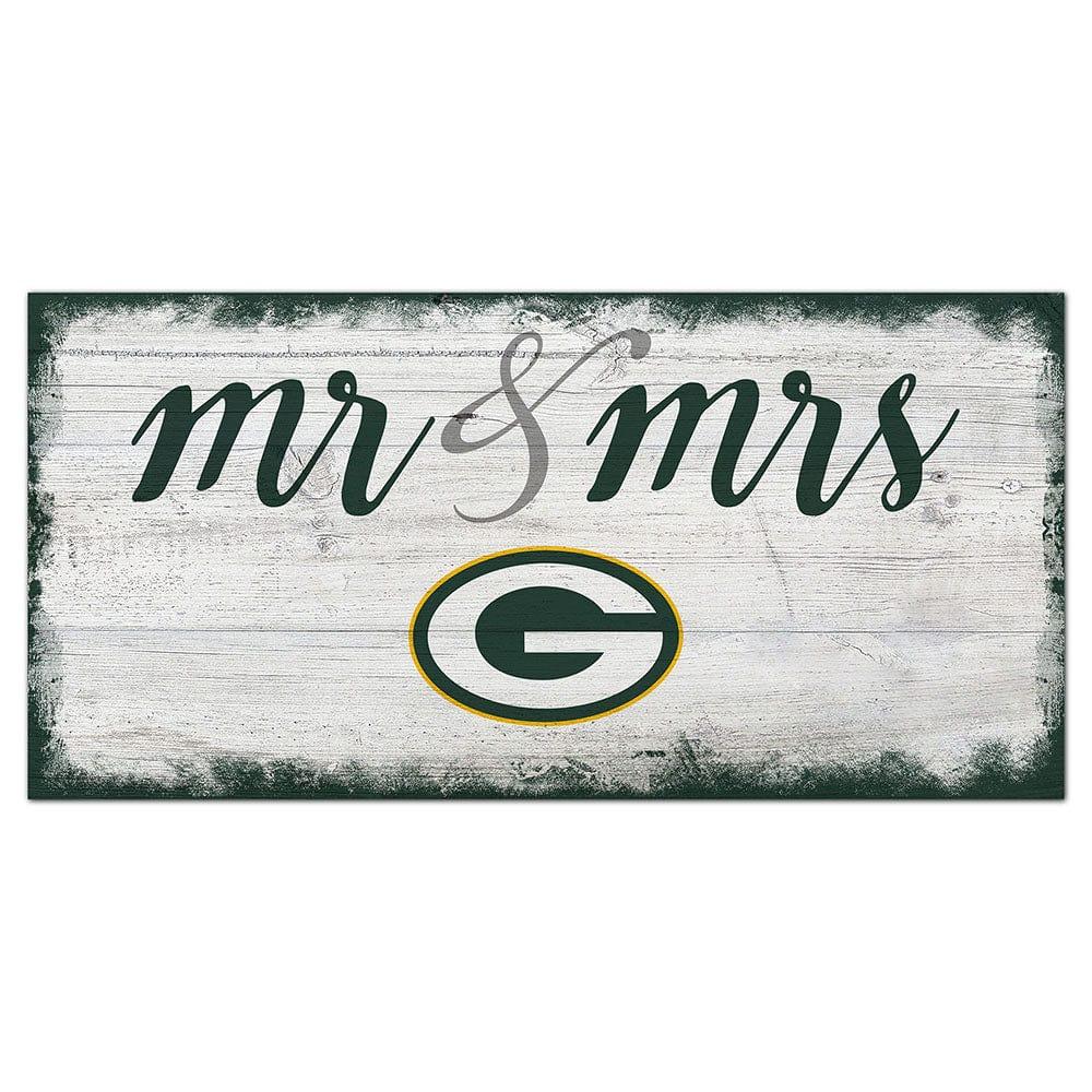 Fan Creations Green Bay Packers Script Mr & Mrs 6x12 Sign