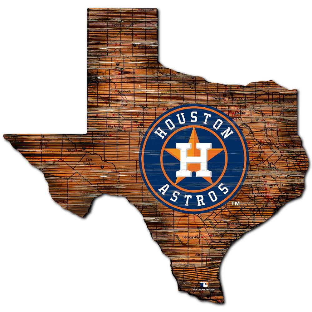 fan creations Houston Astros Distressed State With Logo Sign