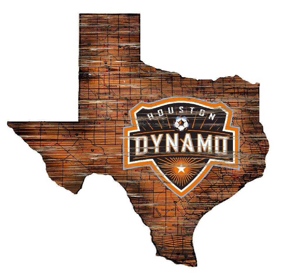 fan creations Houston Dynamo Distressed State With Logo Sign