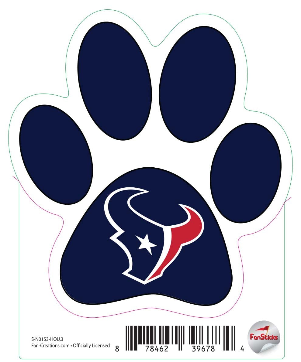 fan creations Houston Texans 3in Decal Paw Print with Team Logo