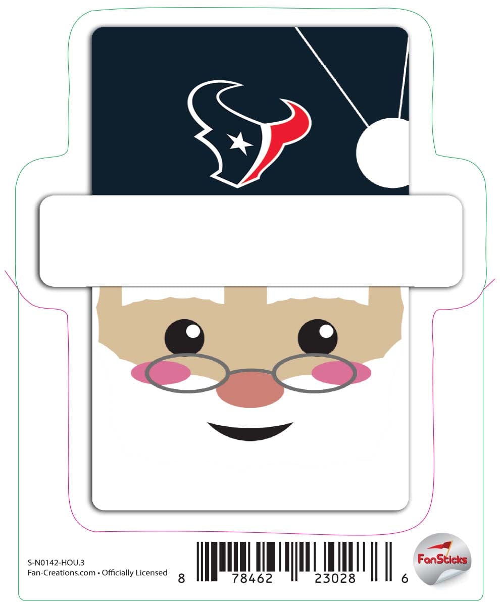 fan creations Houston Texans 3in Decal Santa Holiday Head