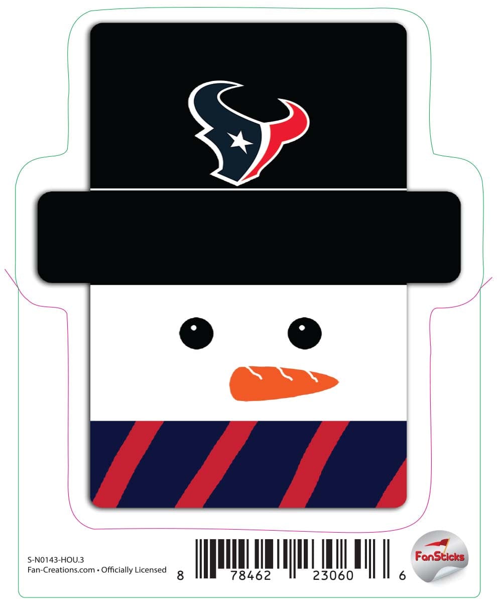 fan creations Houston Texans 3in Decal Snowman Holiday Head
