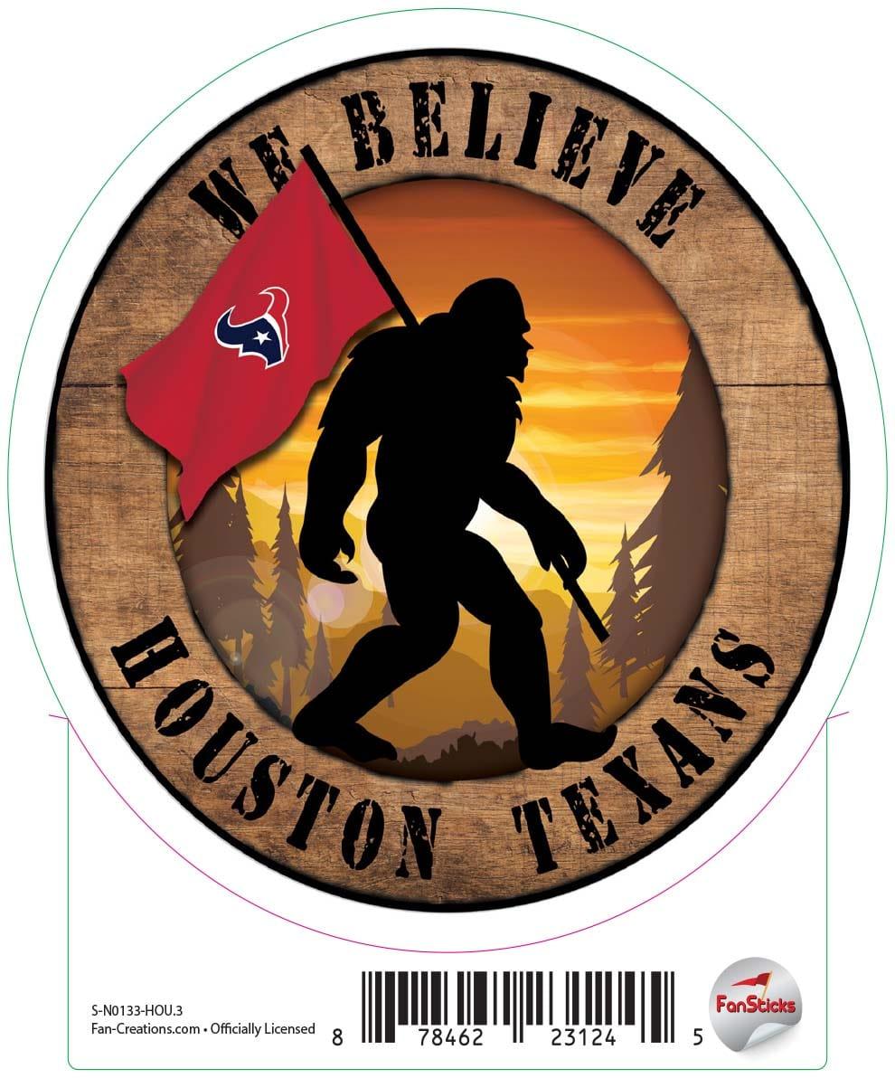 fan creations Houston Texans 3in Decal We Believe Bigfoot Circle