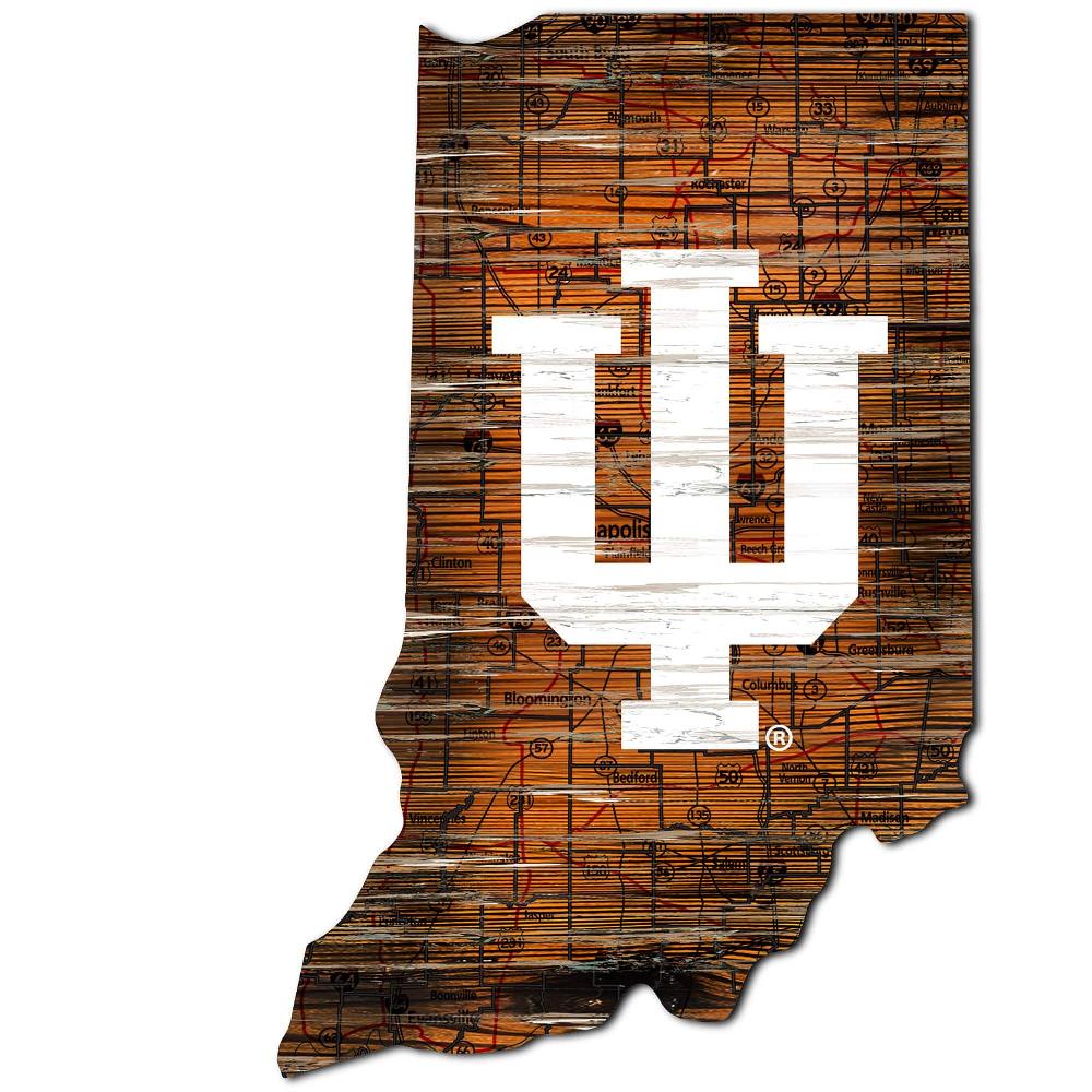 fan creations Indiana Distressed State With Logo Sign