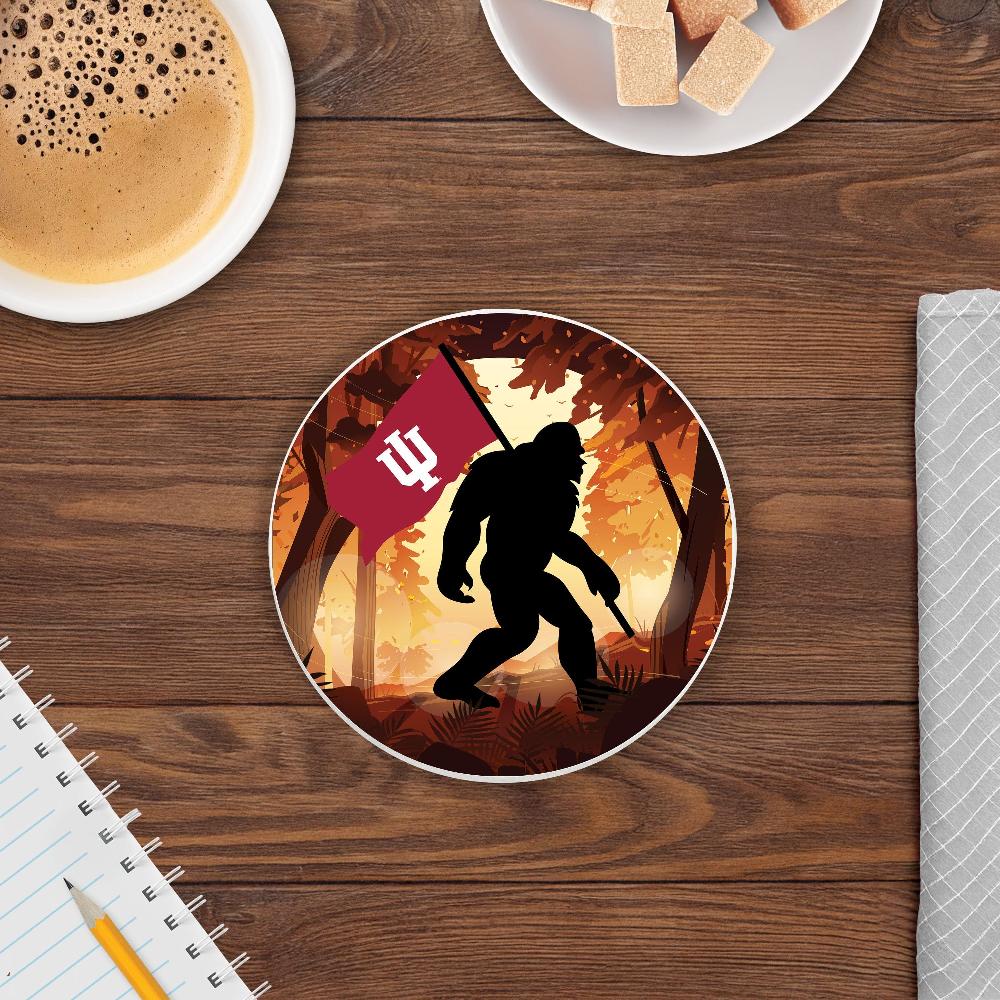 fan creations Indiana University - 4 inch Ceramic Big Foot Flag Car Coaster