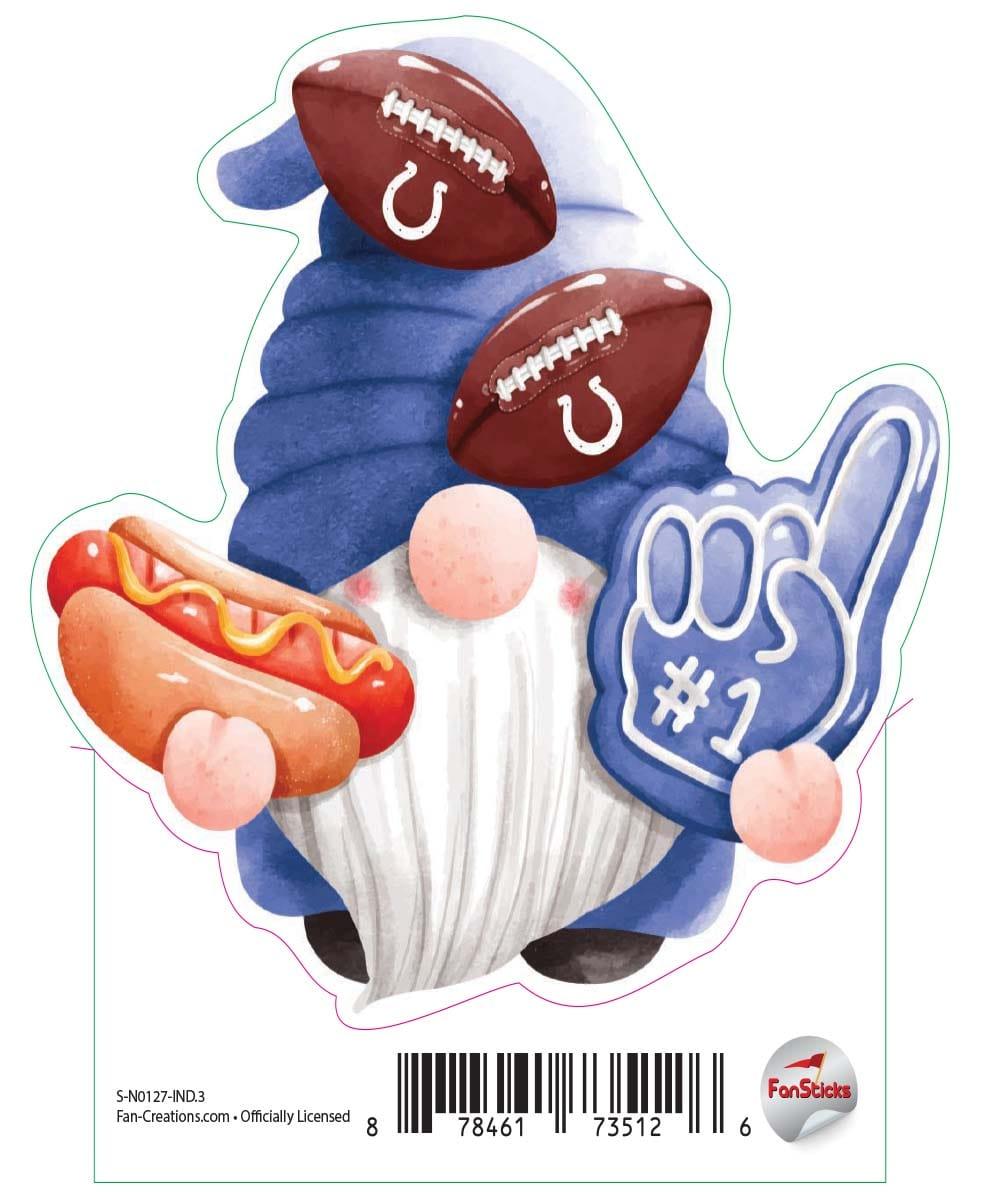 fan creations Indianapolis Colts 3in Decal Gnome with Hotdog