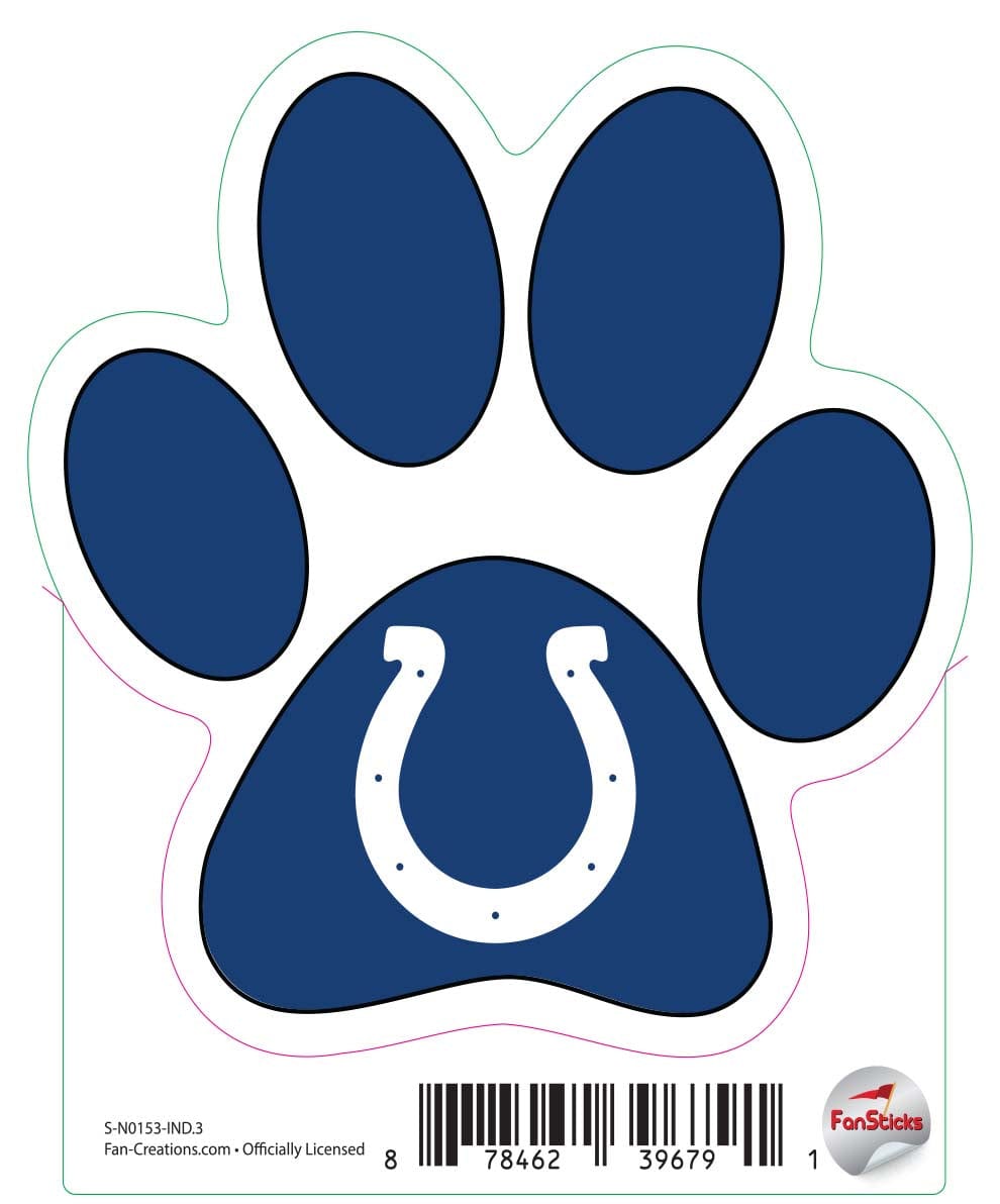 fan creations Indianapolis Colts 3in Decal Paw Print with Team Logo