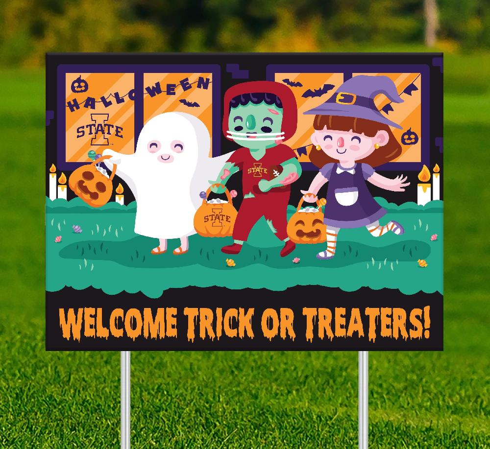 fan creations Iowa State Welcome Trick or Treaters Yard Sign