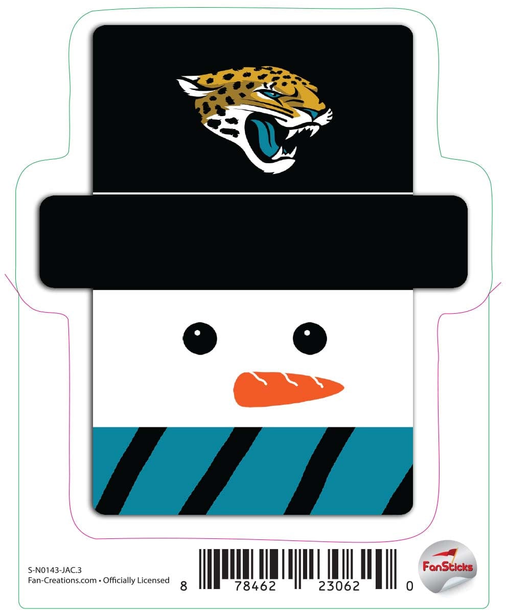 fan creations Jacksonville Jaguars 3in Decal Snowman Holiday Head