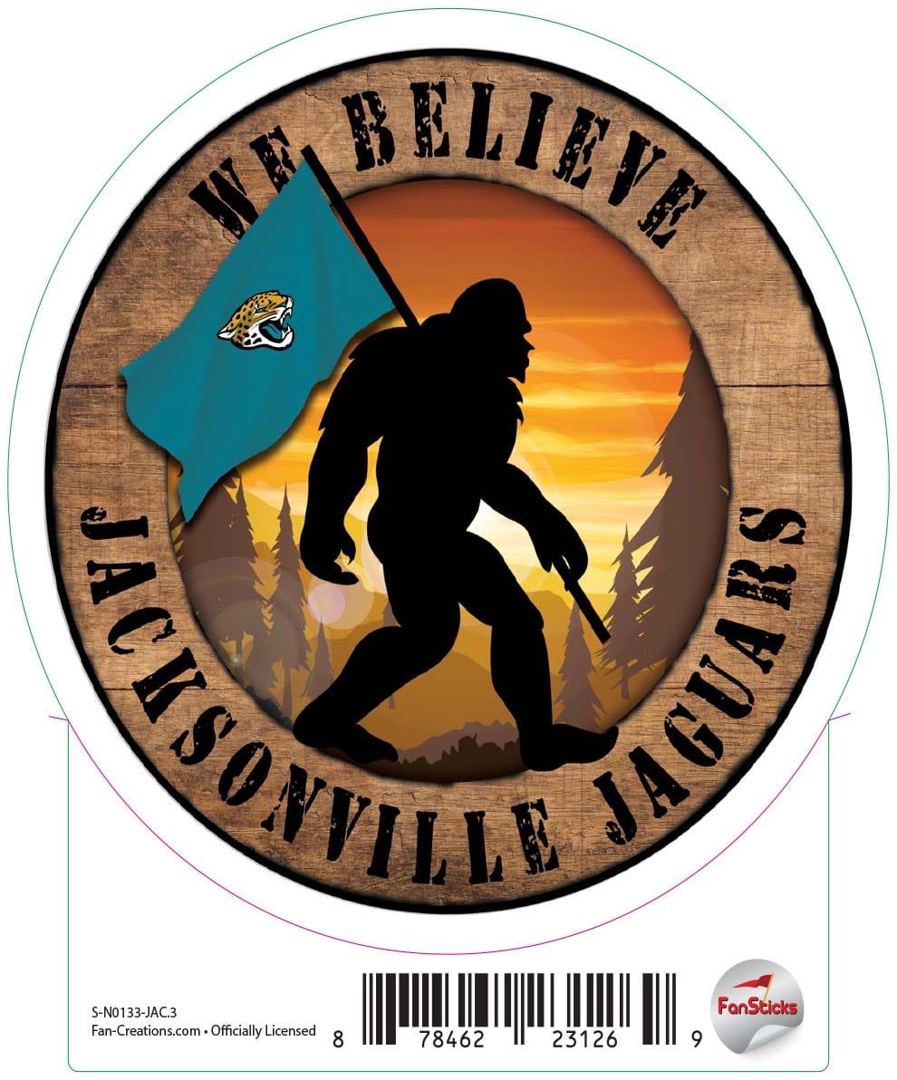 fan creations Jacksonville Jaguars 3in Decal We Believe Bigfoot Circle