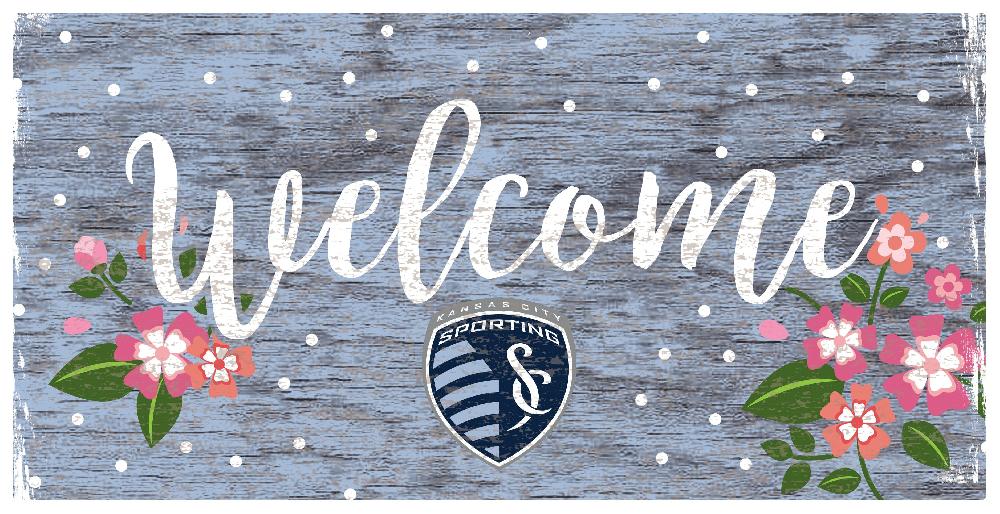 fan creations Kansas City Sporting Welcome Floral 6x12 Sign