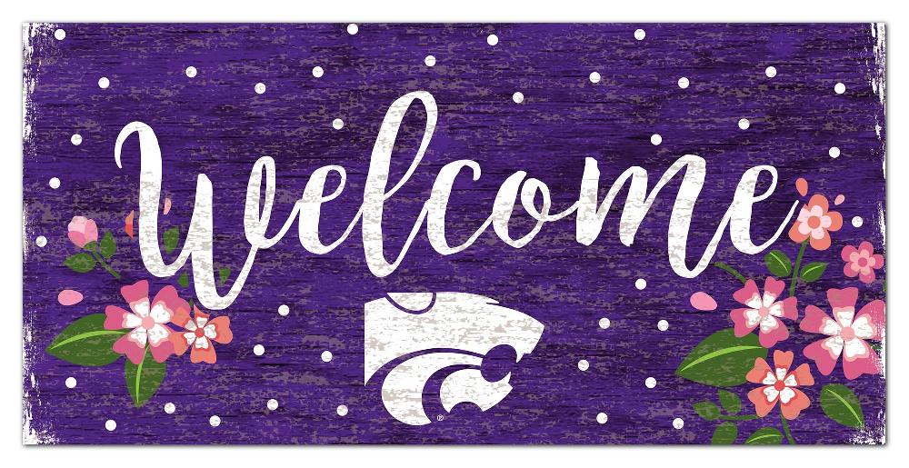fan creations Kansas State Welcome Floral 6x12 Sign