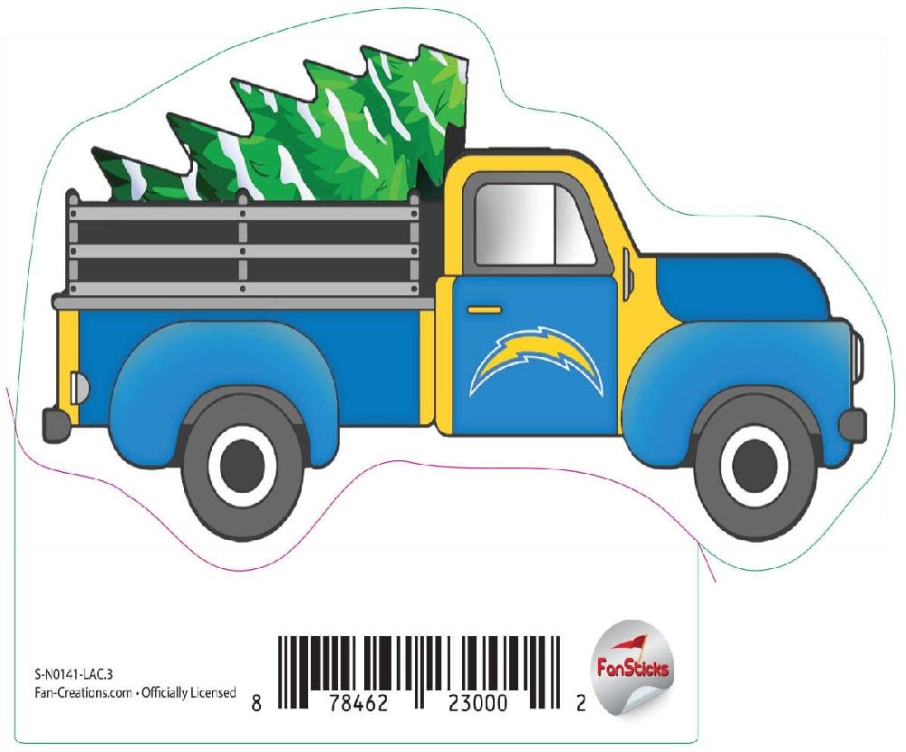fan creations Los Angeles Chargers 3in Decal Truck with Christmas Tree
