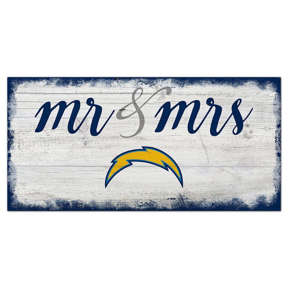 fan creations Los Angeles Chargers Script Mr & Mrs 6x12 Sign