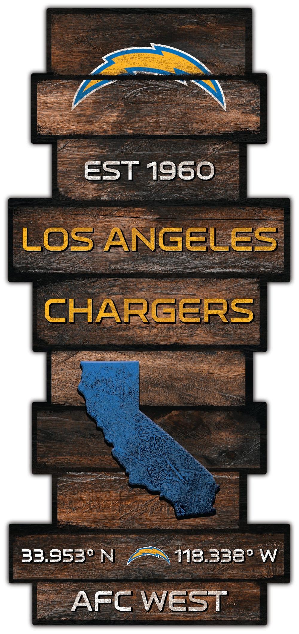 fan creations Los Angeles Chargers Wood Celebration Stack 24" Sign