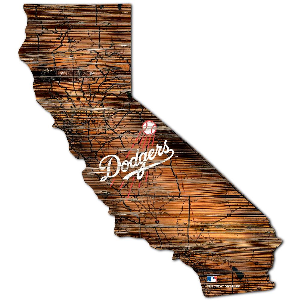 fan creations Los Angeles Dodgers Distressed State With Logo Sign