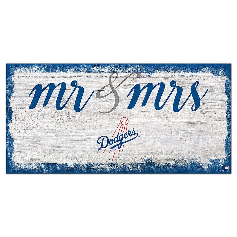 fan creations Los Angeles Dodgers Script Mr & Mrs 6x12 Sign