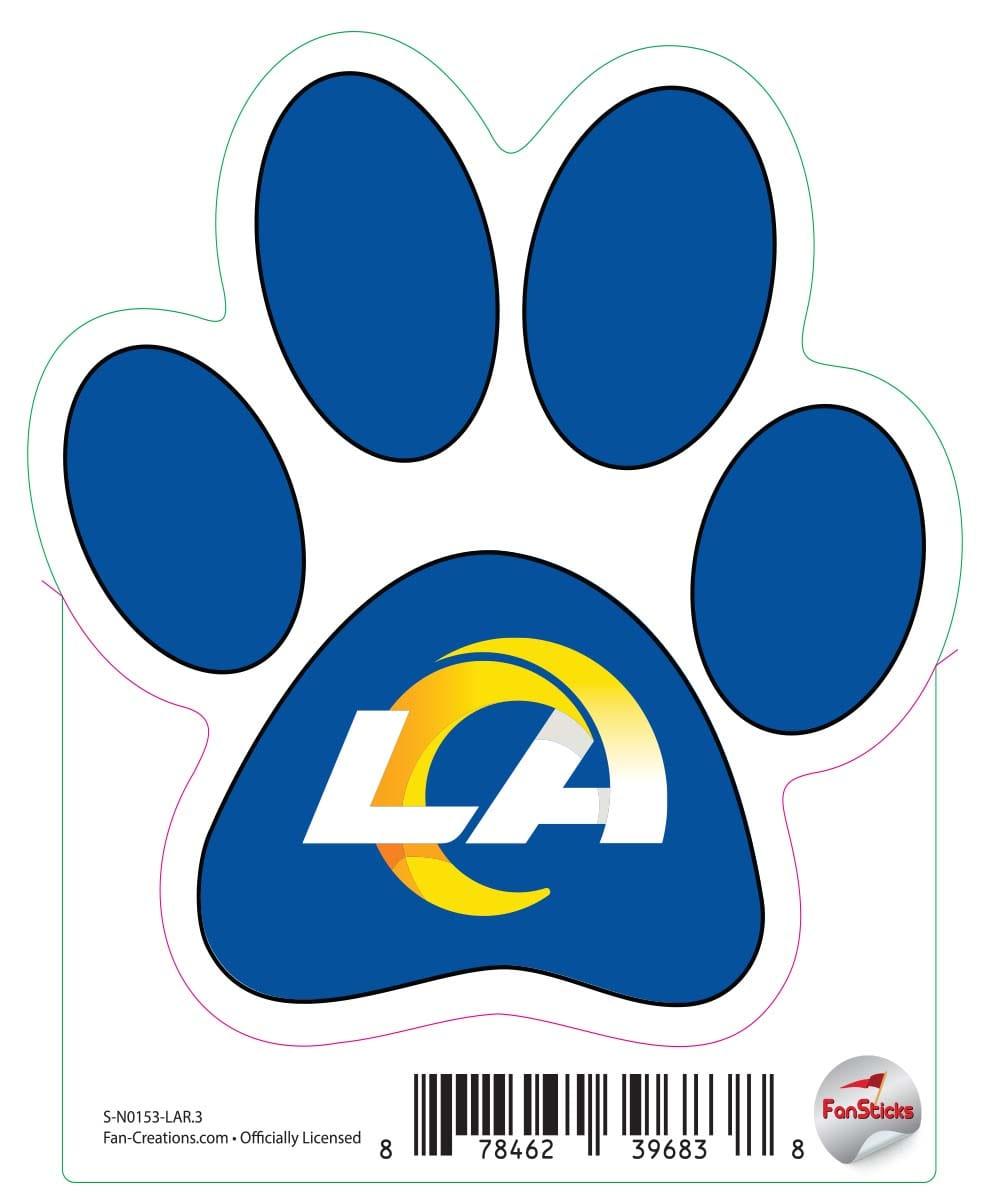 fan creations Los Angeles Rams 3in Decal Paw Print with Team Logo