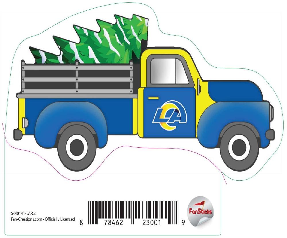 fan creations Los Angeles Rams 3in Decal Truck with Christmas Tree