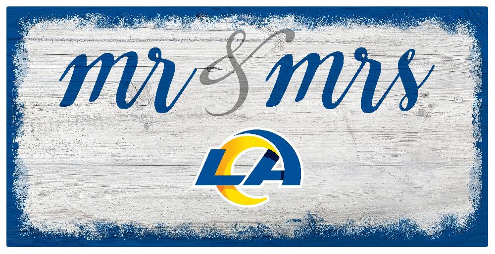 Fan Creations Los Angeles Rams Script Mr & Mrs 6x12 Sign