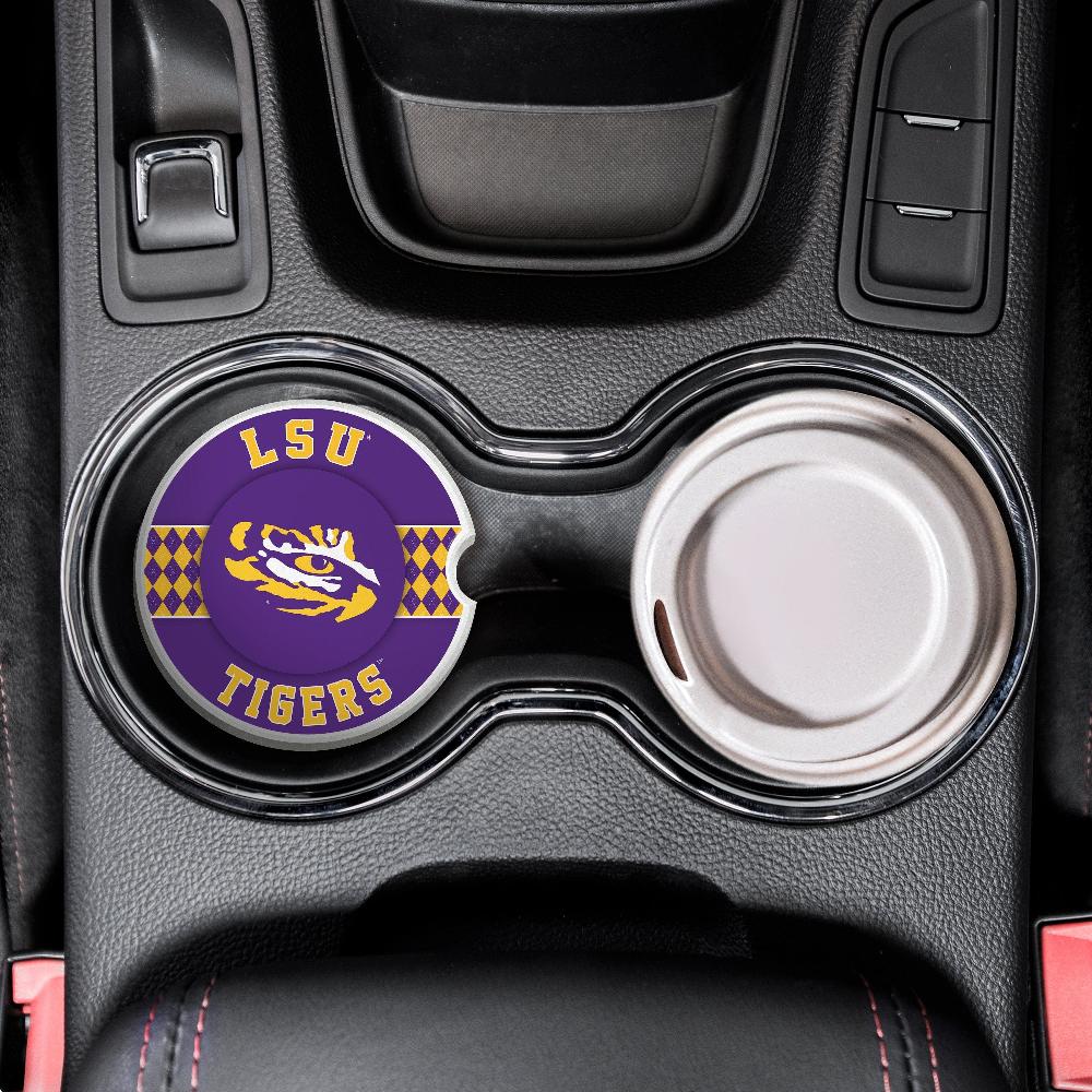 fan creations LSU Argyle Ceramic Car Coaster - 2 Pack