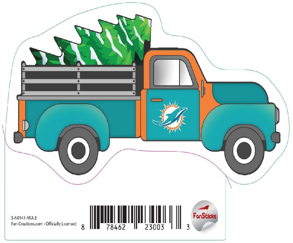 fan creations Miami Dolphins 3in Decal Truck with Christmas Tree