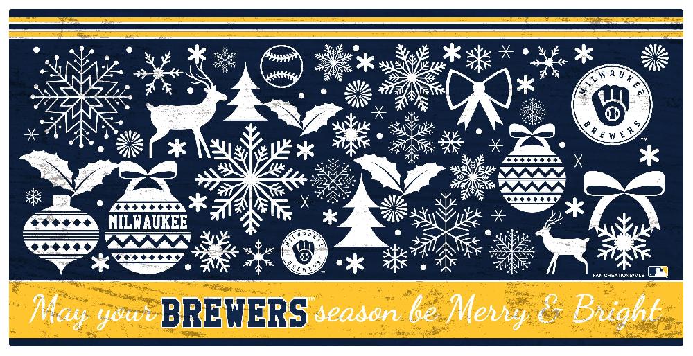fan creations Milwaukee Brewers Merry and Bright 6x12