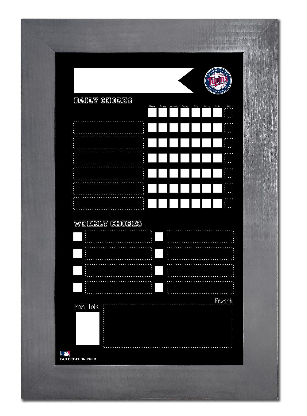 fan creations Minnesota Twins Chore Chart Chalkboard 11x19 With Frame