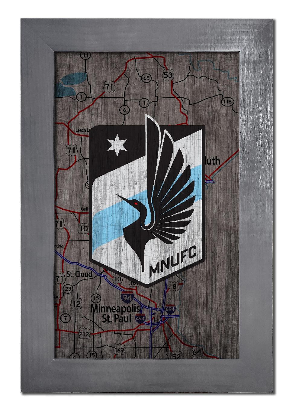 fan creations Minnesota United FC City Map 11x19 Framed